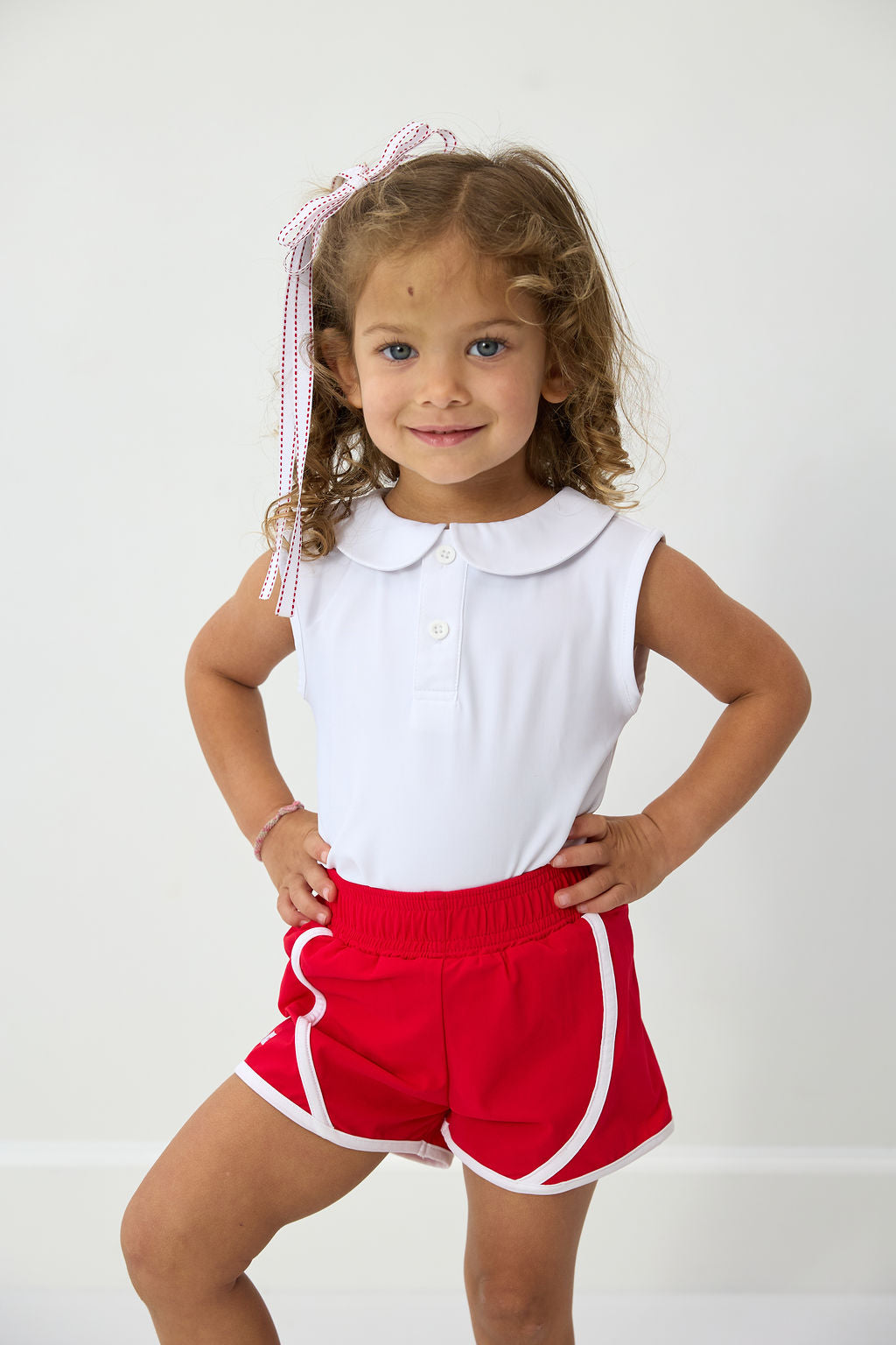 Girls Red/White Tennis Short