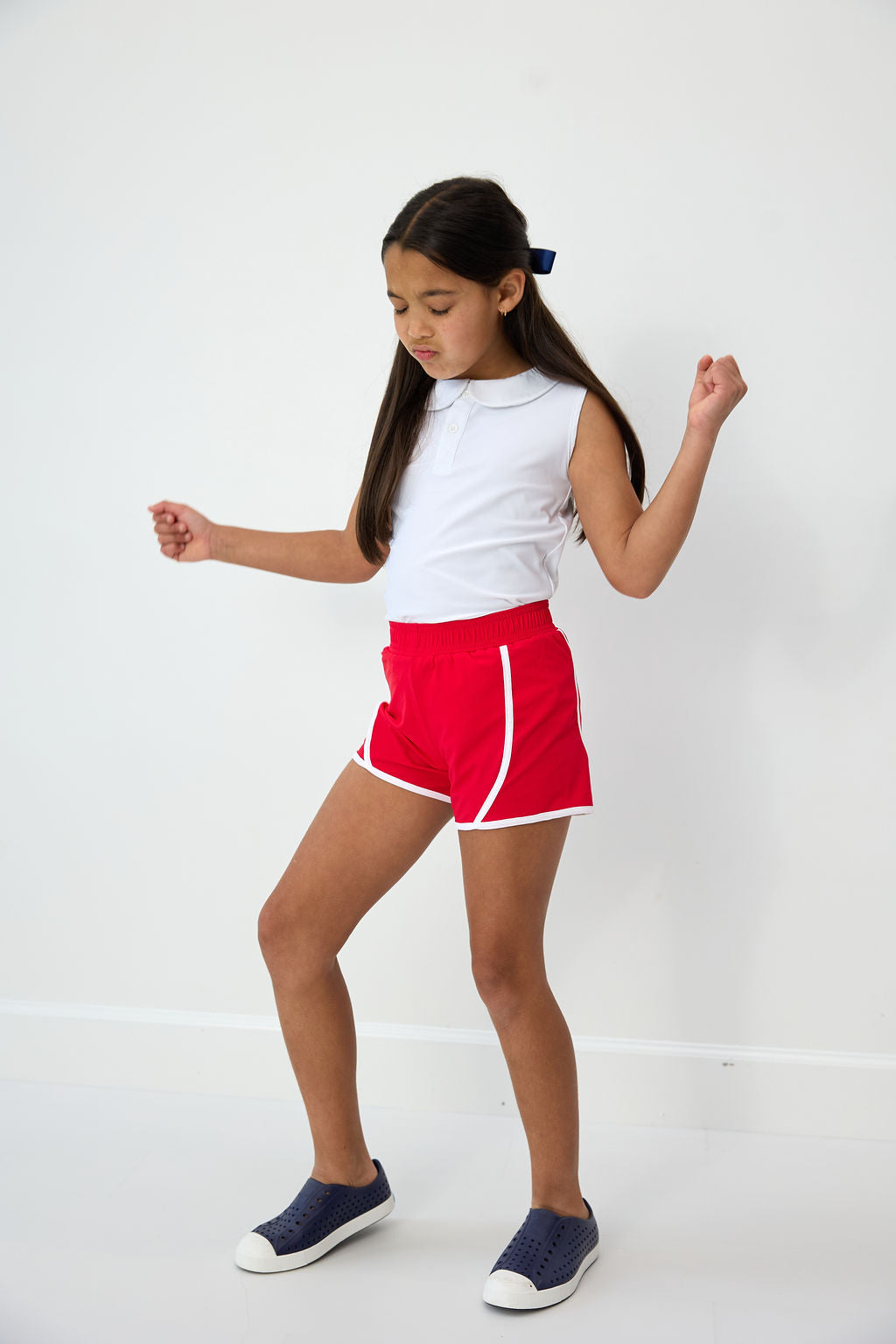 Girls Red/White Tennis Short