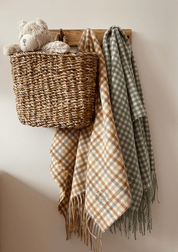 Super Soft Lambswool Baby Blanket in Sage Nursery Gingham