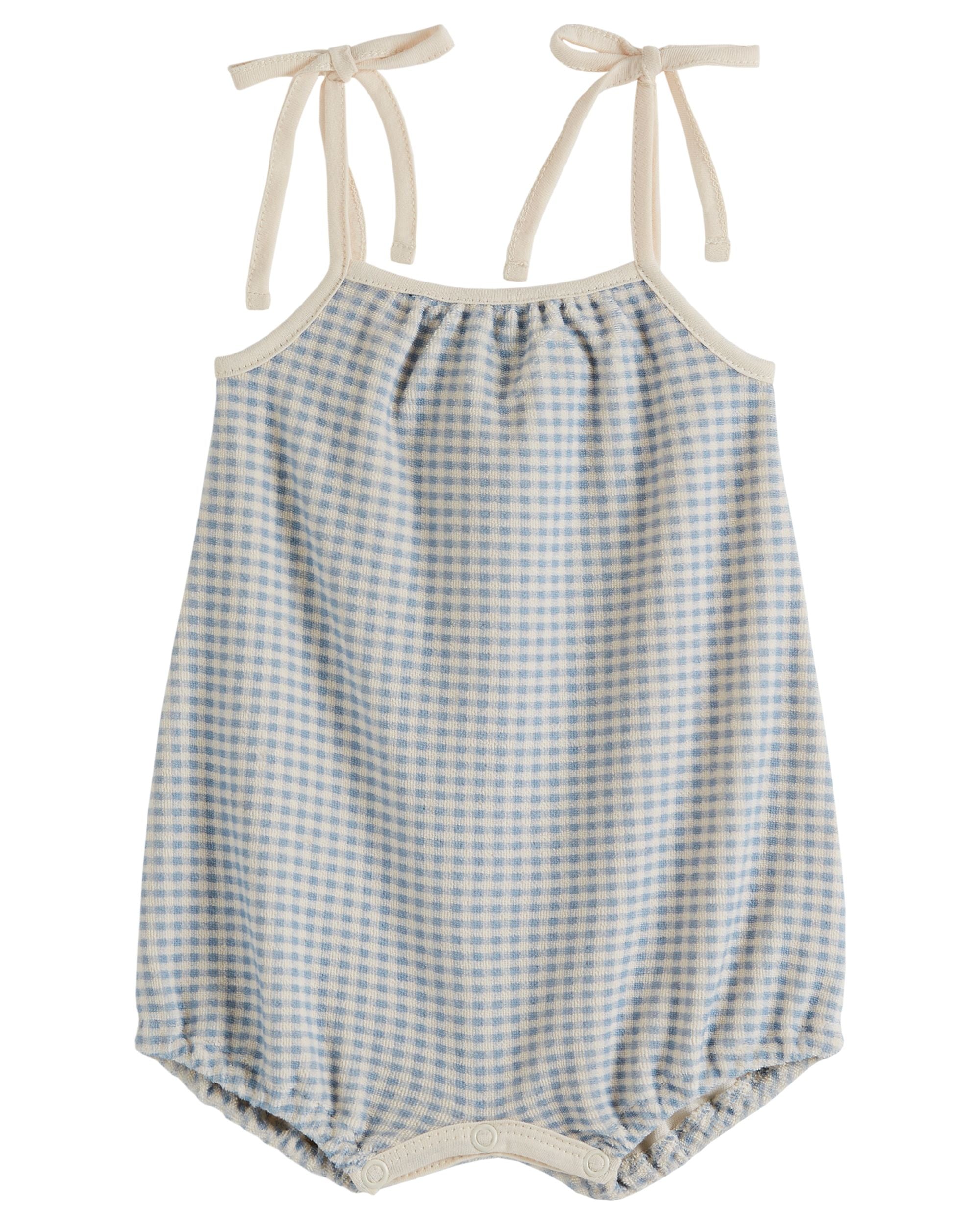 Gingham Romper with Lingerie Straps