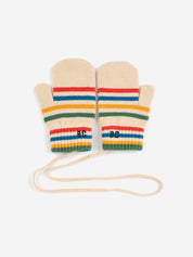 Tic Tac Toe Knitted Striped Mittens