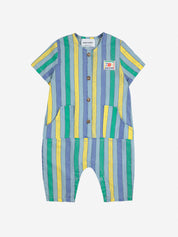 Multicolor Stripes Denim Overall