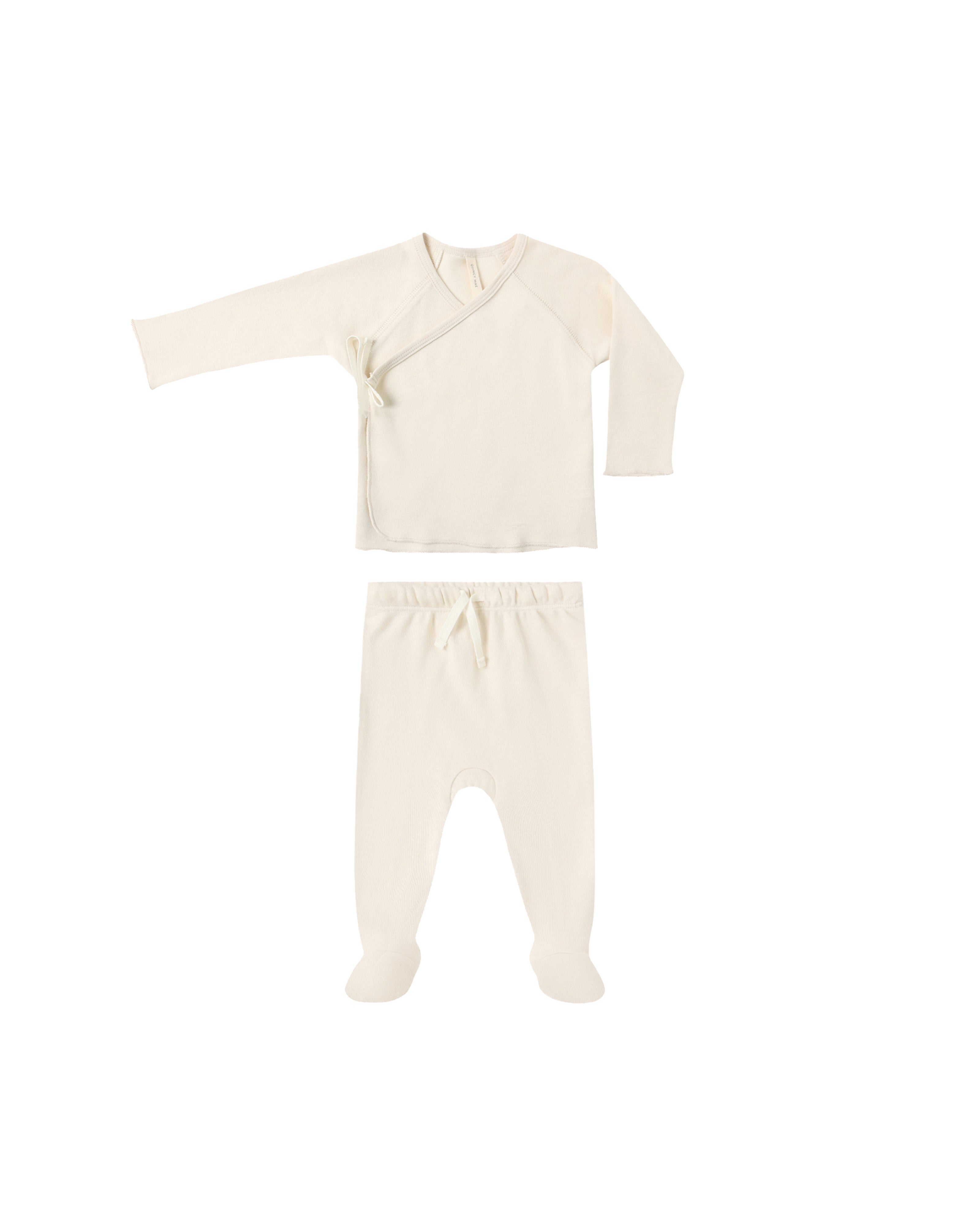 Wrap Top + Footed Pant Set