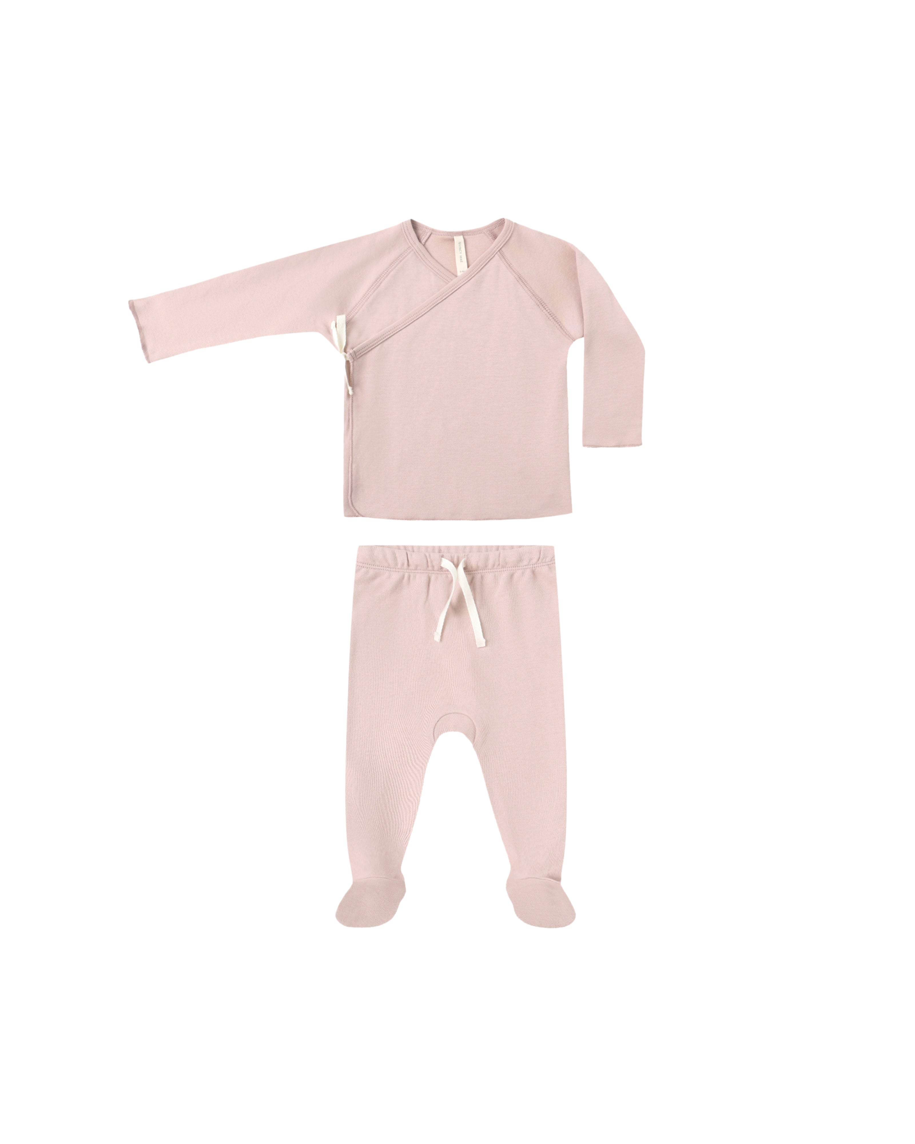 Wrap Top + Footed Pant Set