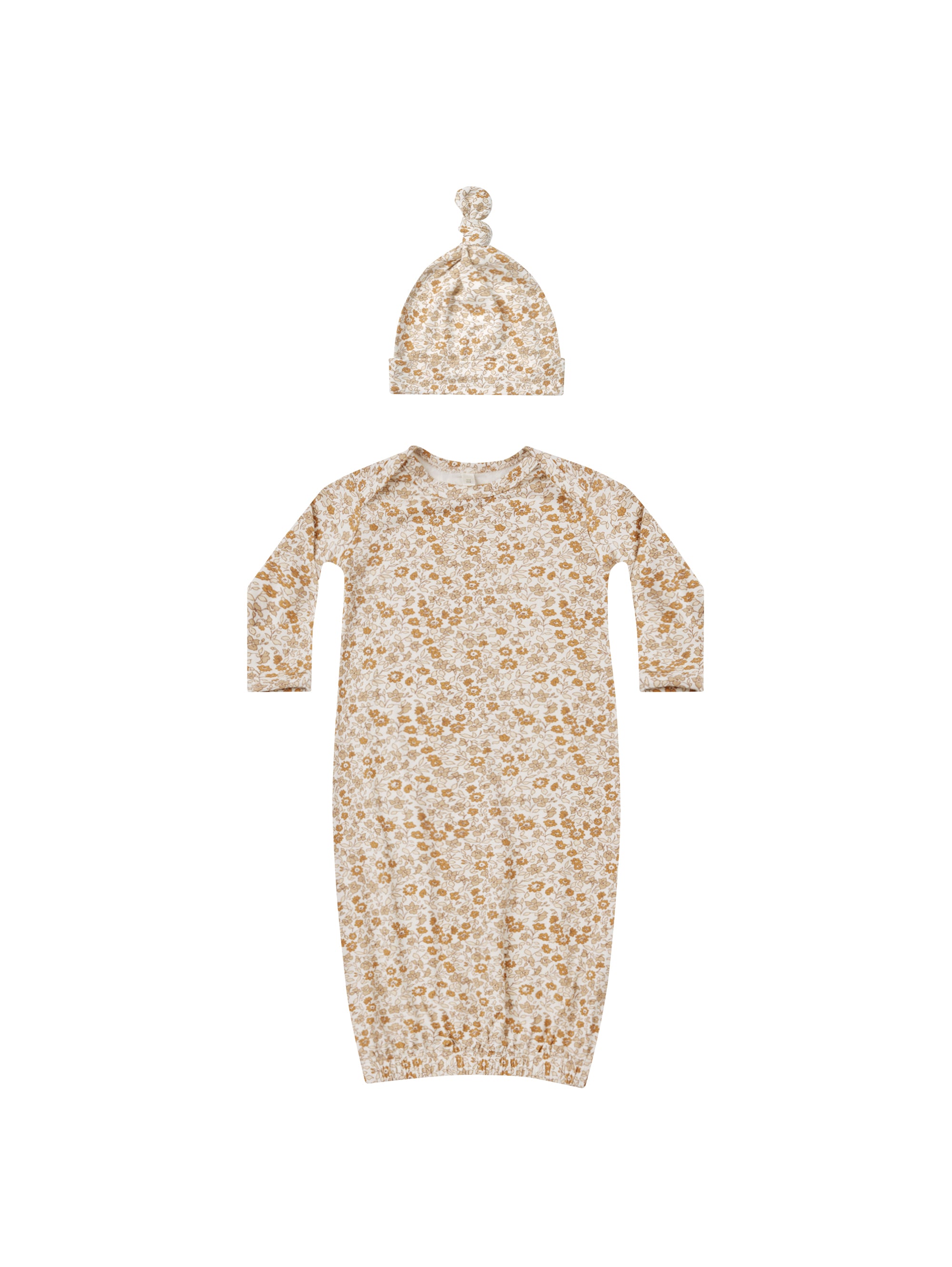 Knotted Baby Gown + Hat Set
