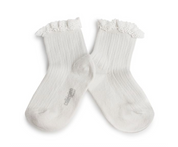 Lace Trim Ribbed Ankle Socks