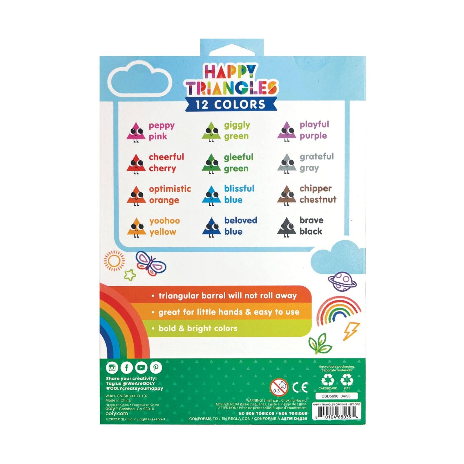 Happy Triangles Jumbo Crayons (Set of 12)