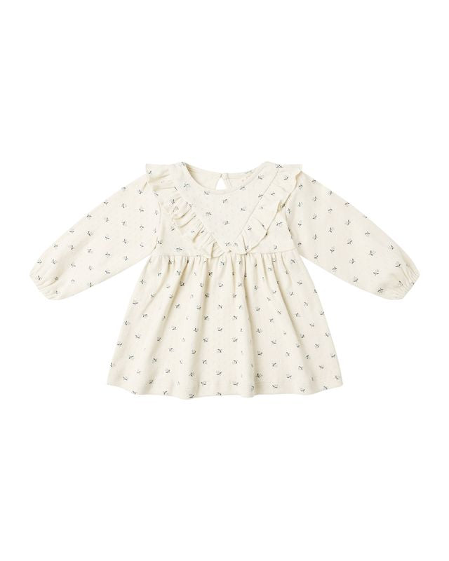 Long Sleeve Ruffle V Dress