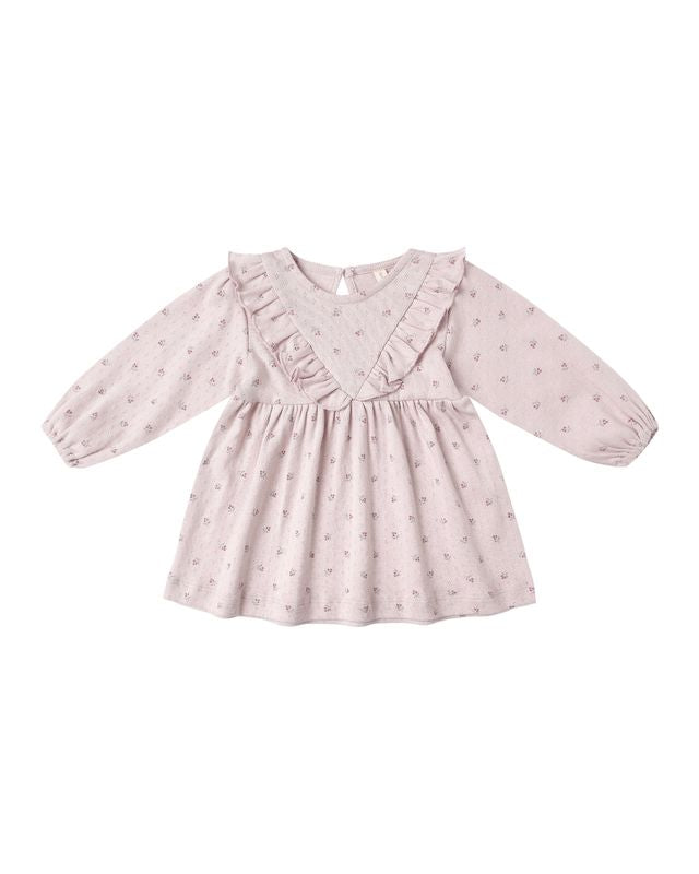 Long Sleeve Ruffle V Dress