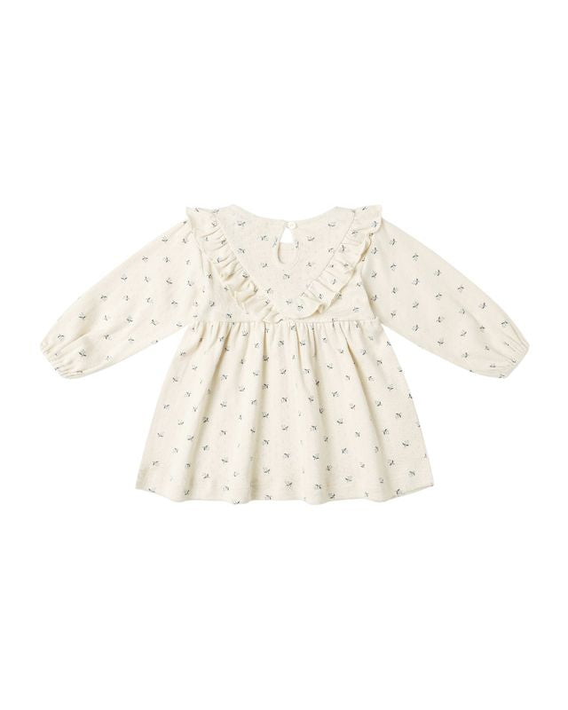 Long Sleeve Ruffle V Dress
