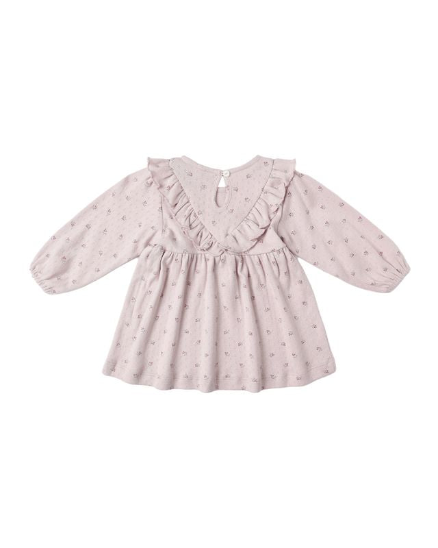 Long Sleeve Ruffle V Dress