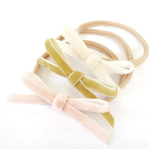 Velvet Mini Bow Headband Set